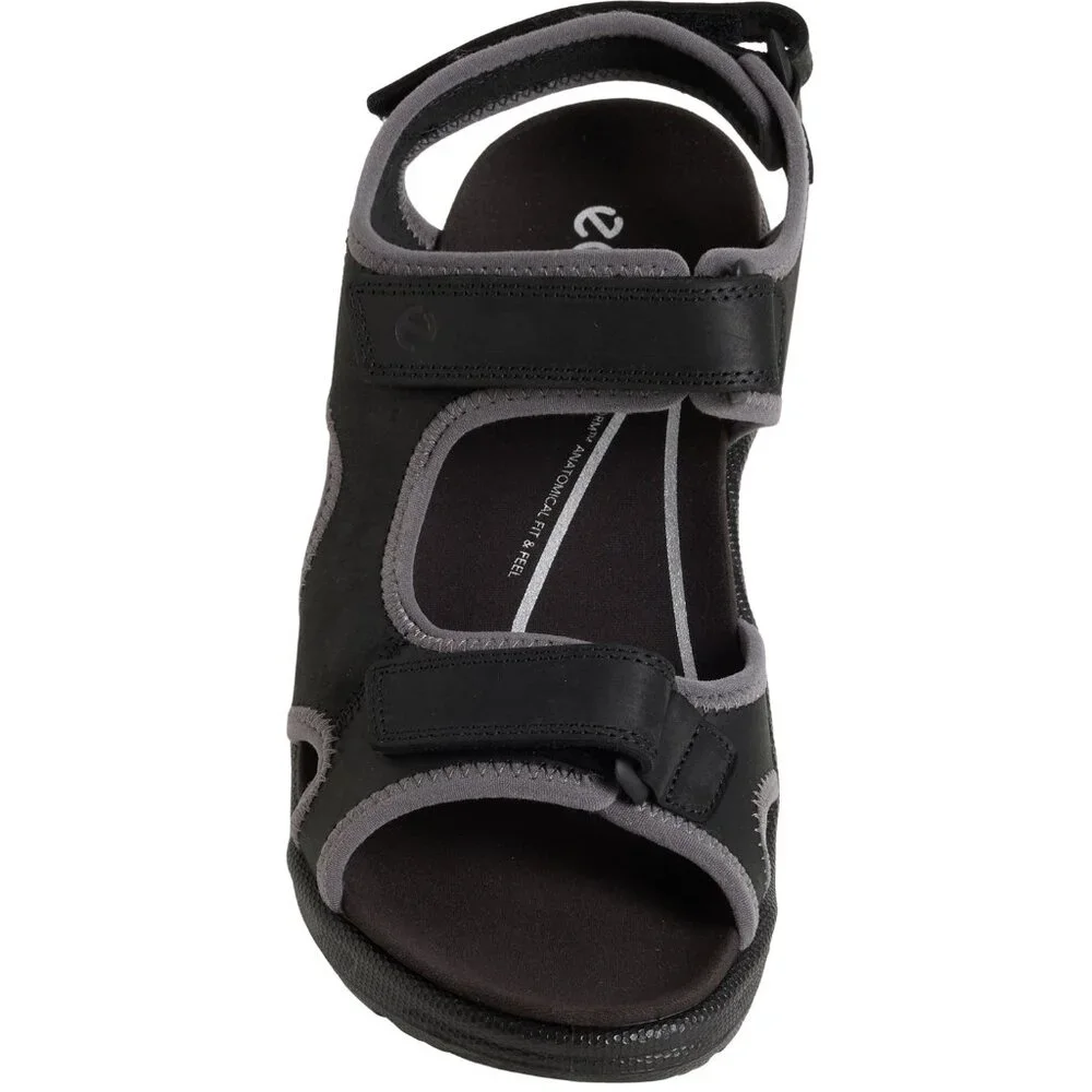 Ecco Men's Onroads Sandal 3 Leather Quick Fasten Straps Fluidform Footbed Black